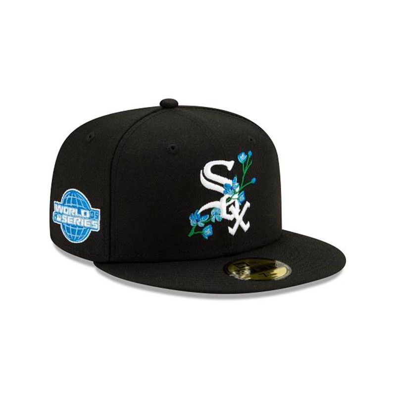 MLB Chicago White Sox Side Patch Bloom 59Fifty Fitted (AXJ2389) - Black New Era Caps